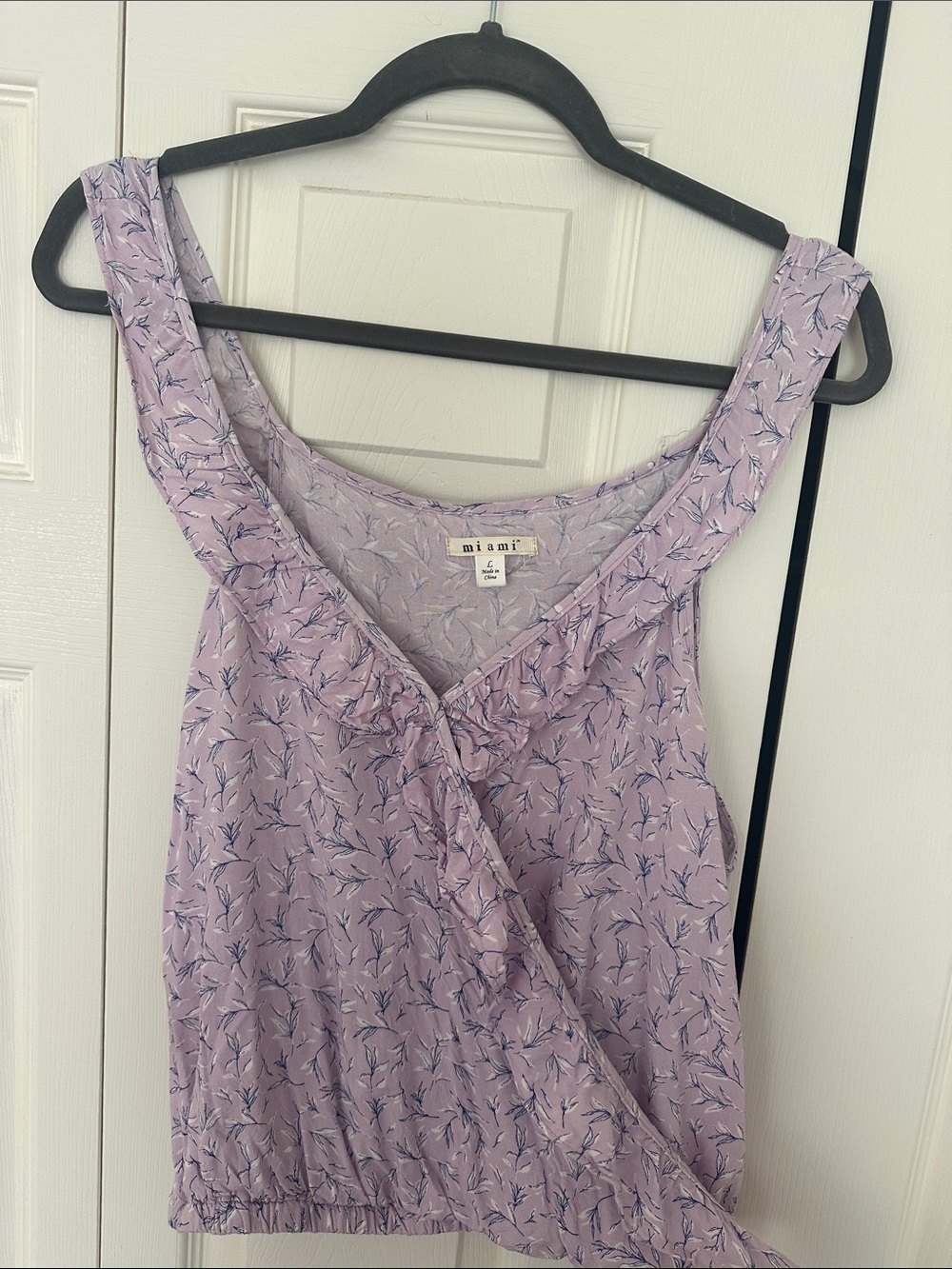 miami Lavender Floral Wrap Tank